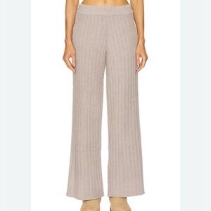 UGG BROWN RIBBED SWEATER KNIT ELASTIC WAIST WIDE LEG TERRI PANTS WOMENS SZ XS